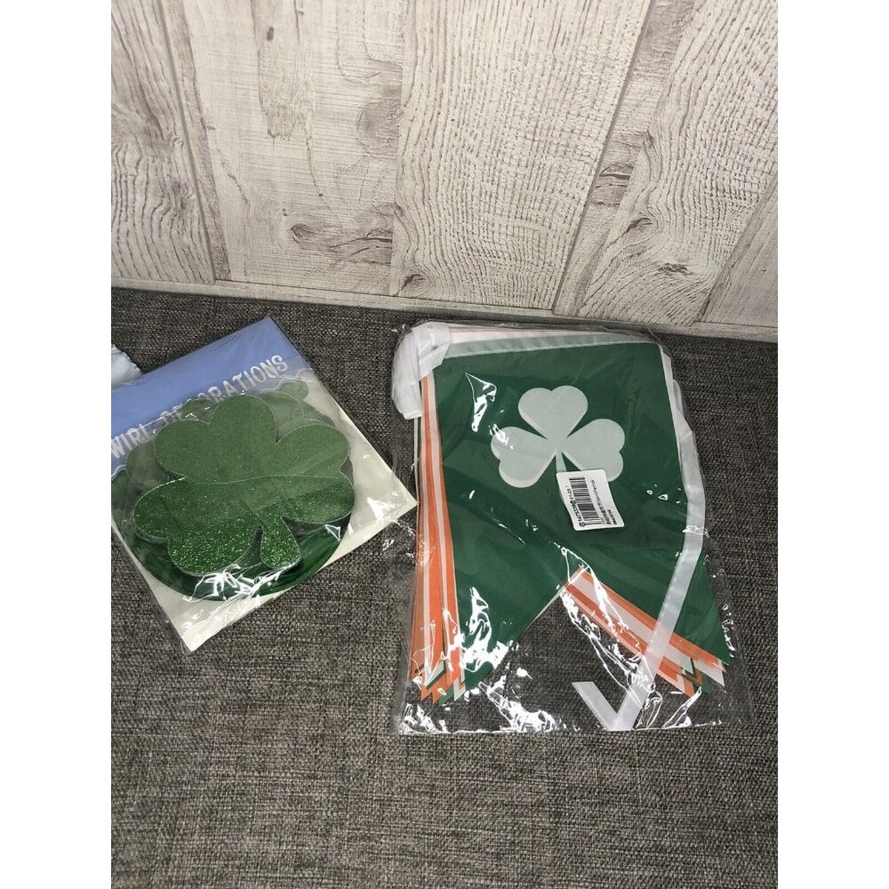 St Patricks Day Hanging Party Green Orange Swirls Banner Decorations Classroom